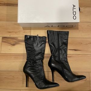 Aldo Black Leather Boots Sz 8